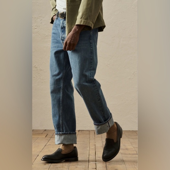 TAYLOR STITCH Sz 33 Slim Button Fly Mid-Wash 100% Organic Cotton Jeans - Picture 1 of 15